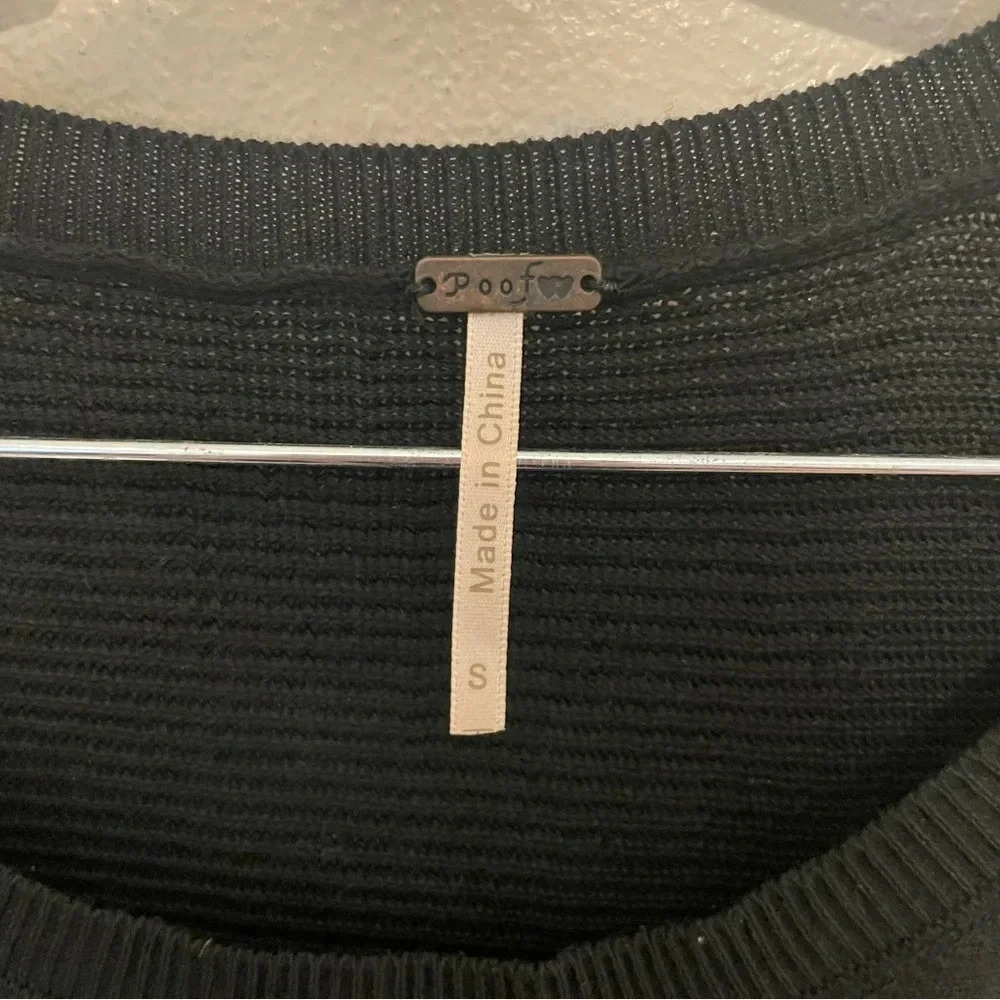 Poof Sweater Womens Long Sleeve Casual Black Size Small Oversized Free People - Picture 5 of 6